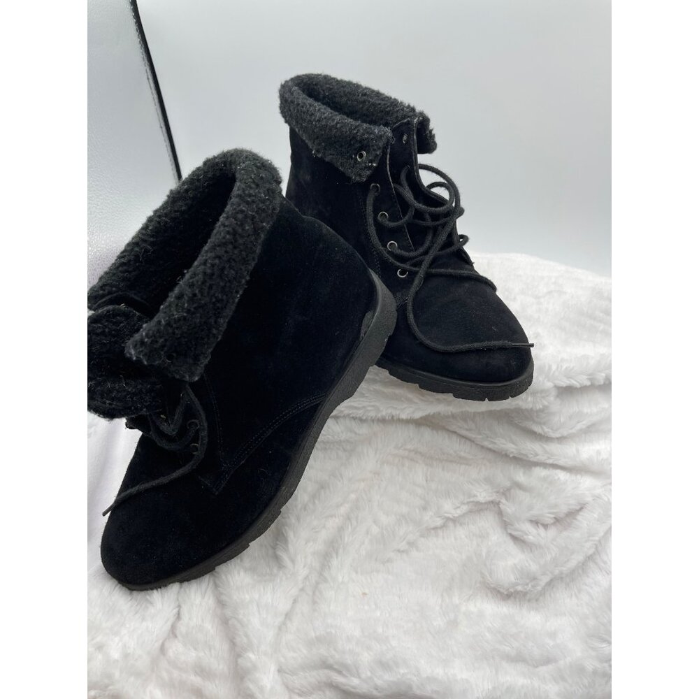 Cobbie Cuddlers Womens Ankle Boots Size 8W Black Suede Leather Booties - Picture 8 of 11